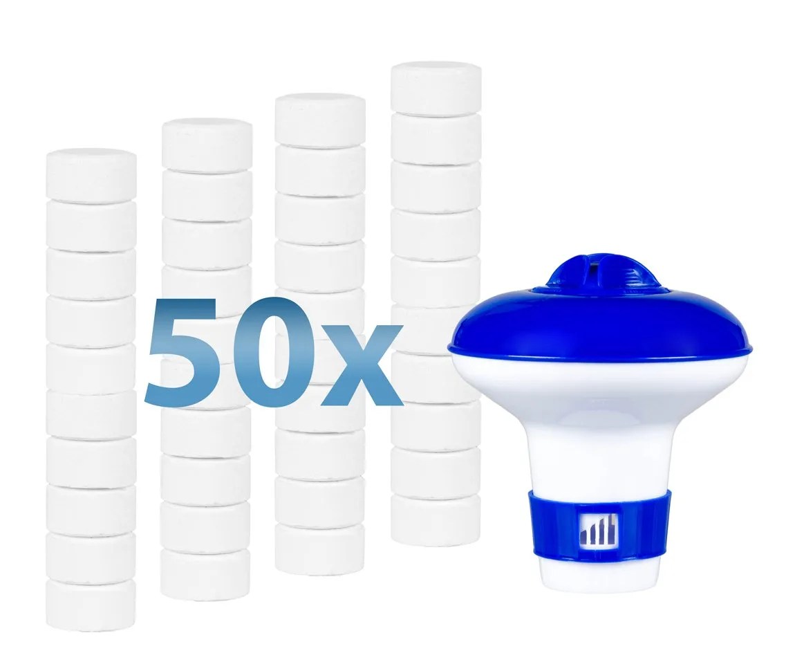Bluewater Chlorine 50 x 20g Tablets Plus Floating Dispenser