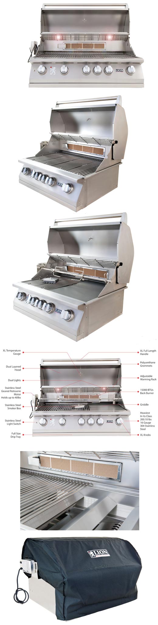 Lion Premium Grills L90000 40" 5Burner Stainless Steel Builtin