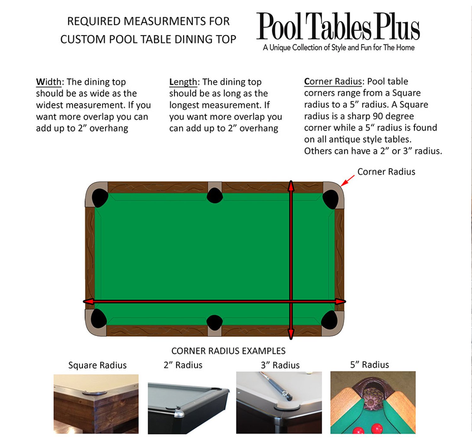 Pool Table Top View Dimensions