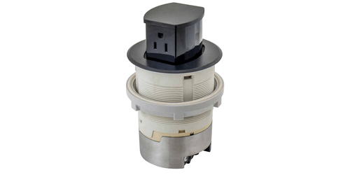 Hubbell RCT201BK Kitchen Pop Up Outlet 2 Power, Splash Proof Black Pop Up Outlets
