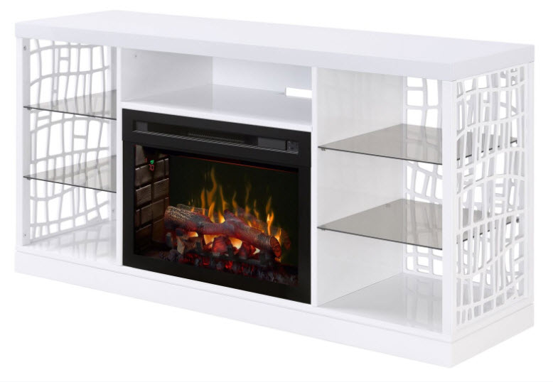 60" Charlotte Media Console with 25" Multifire glass ember bed firebox
