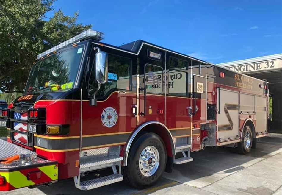 St. Cloud Fire Rescue new Engine 32 with "wetdown" and