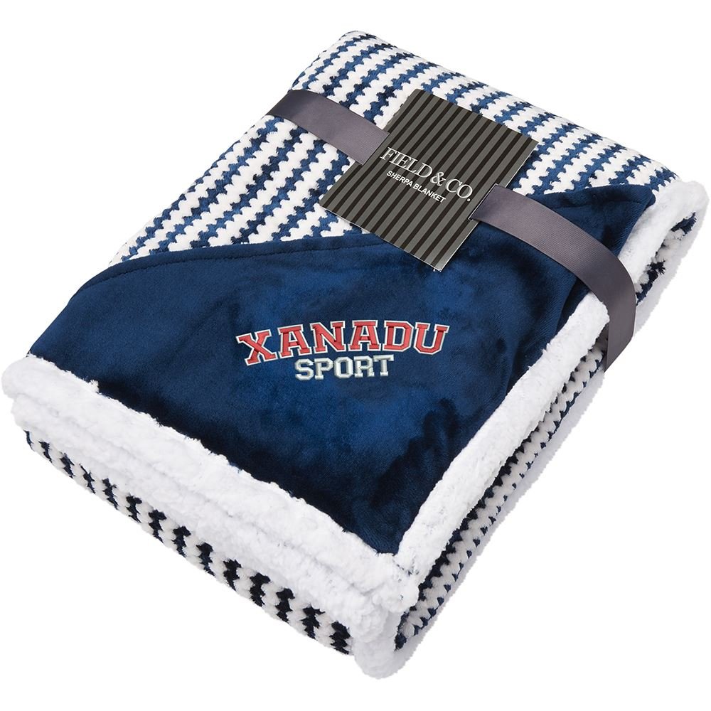 Field & Co. Chevron Striped Sherpa Blanket Positive Promotions
