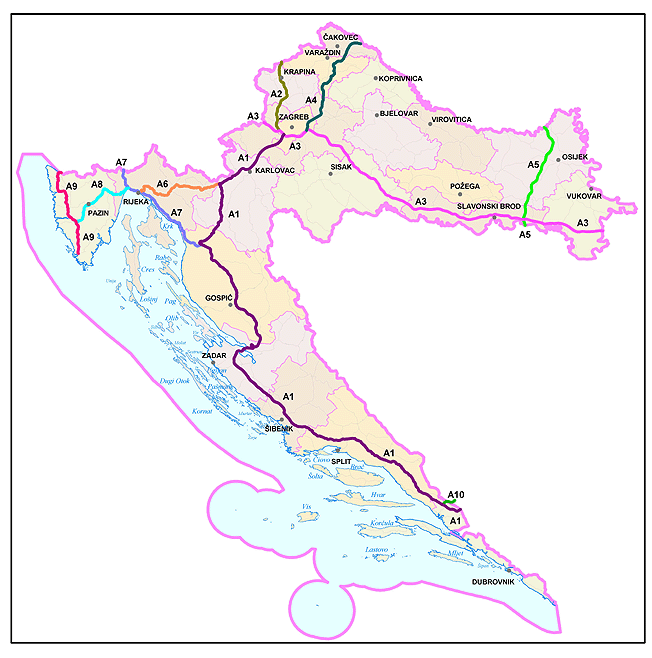 Karta Autocesta Hrvatske Karta