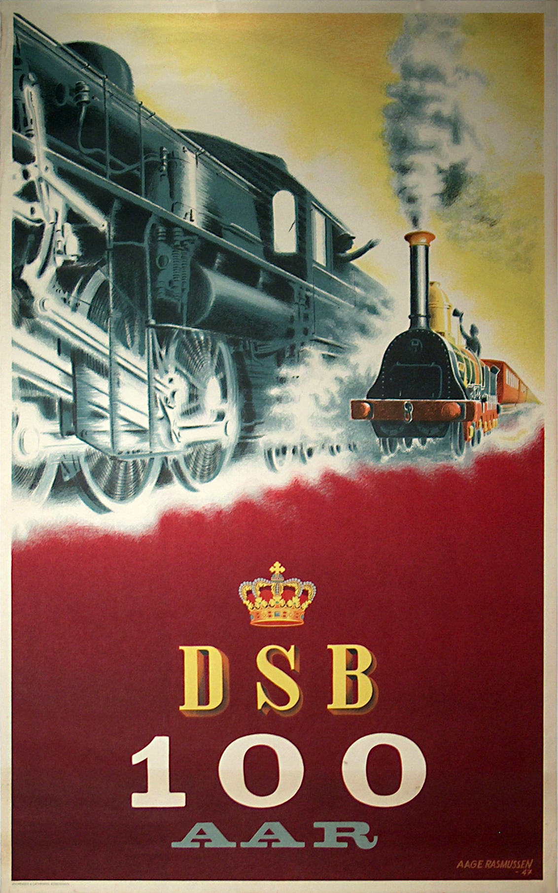 Original vintage poster DSB 100 AAR for sale at