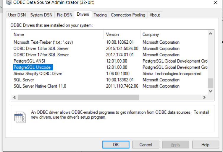 PostgreSQL Problem with Bulk Insert ODBC driver