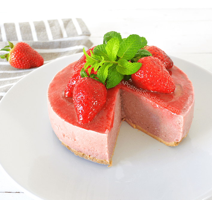 Postres Saludables Cheesecake de Fresas Saludable SIN HORNO