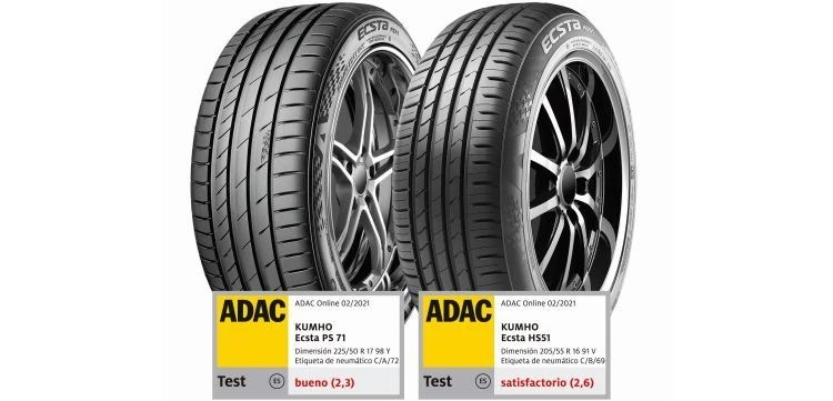 Dos neumáticos de verano Kumho, entre los mejor valorados en los tests de ADAC