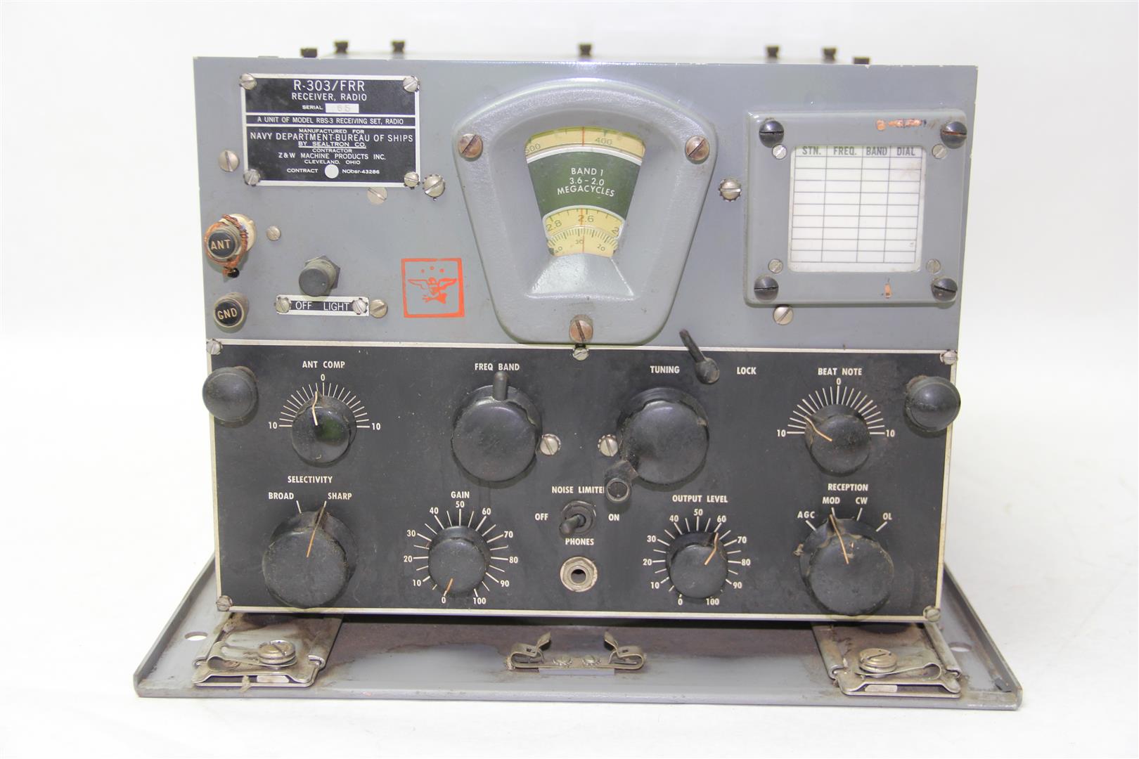 Vintage WW2 Navy DepartmentBureau of Ships Radio Receiver R303/FRR