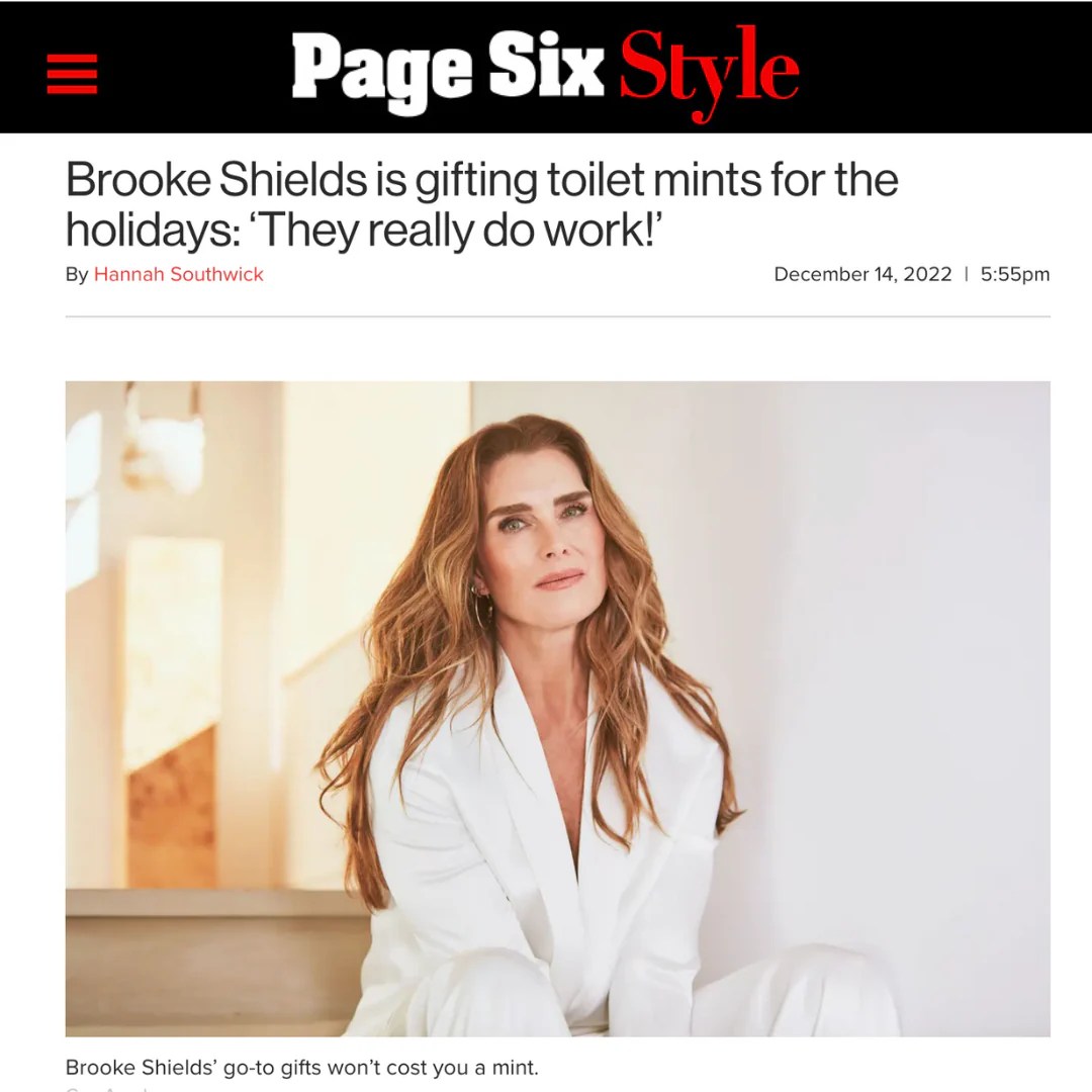 Toilet mints top Brooke Shields' holiday gift list POTTYMINTS