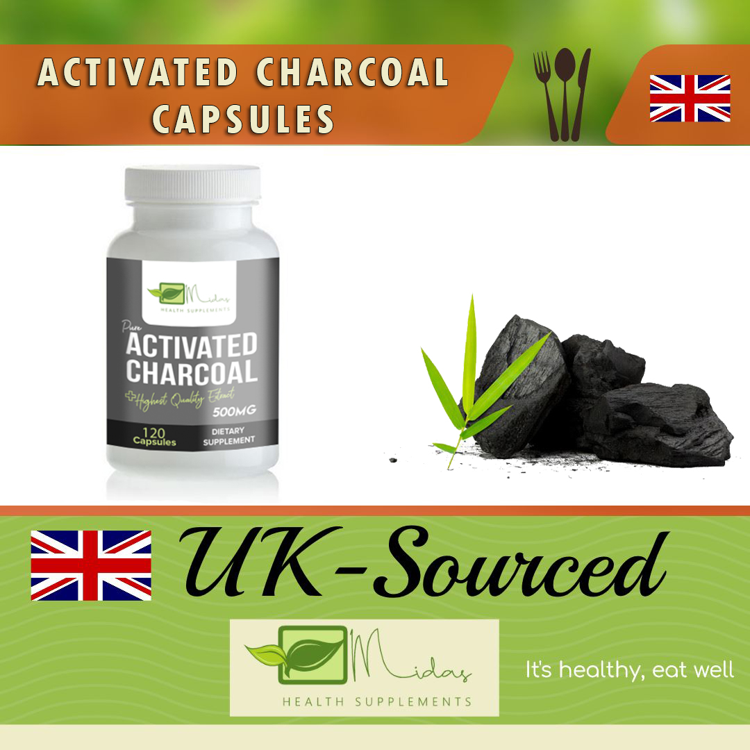 Pure Activated Charcoal 500mg Capsules 100 NaturalIBSDigestion60
