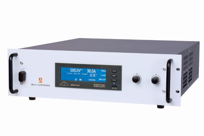 Bidirectional 15kW/500V power supply fast load variations between 90 and +90 A
