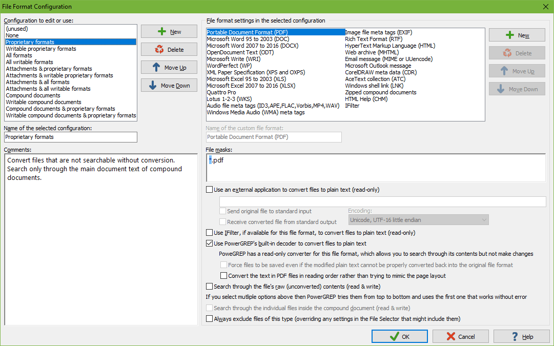 File Format Configuration