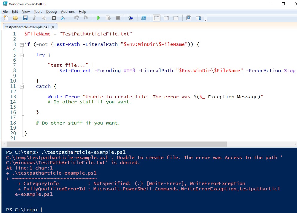 PowerShell check if file exists Svendsen Tech Blog