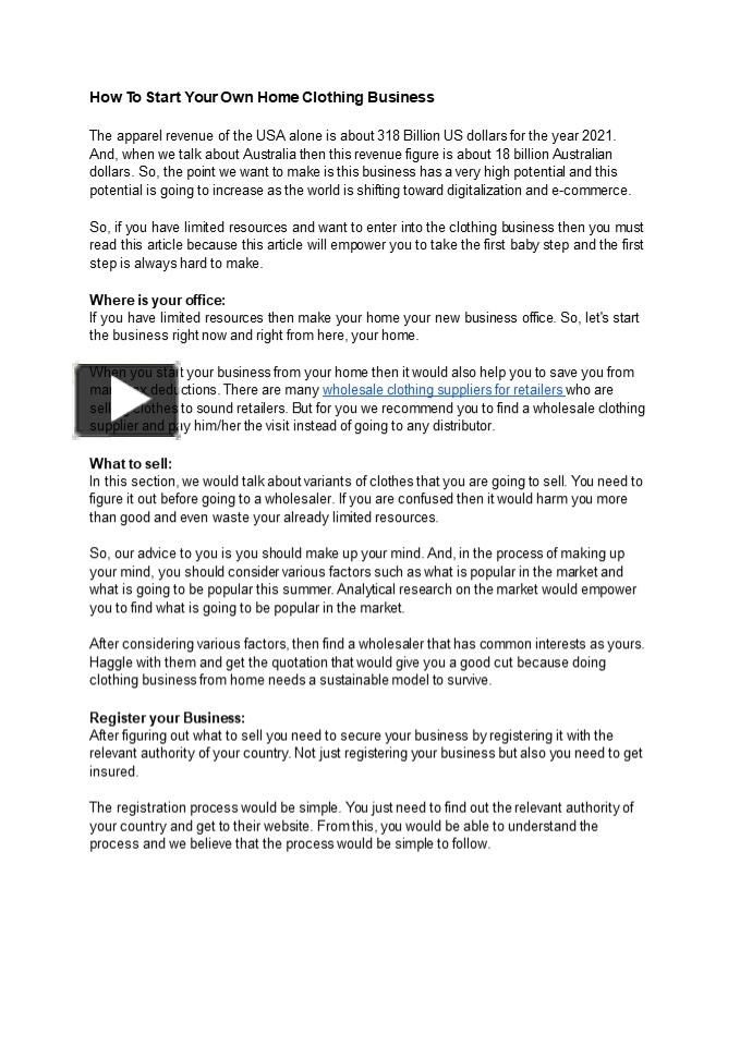 PPT How To Start Your Own Home Clothing Business (1) PowerPoint presentation free to