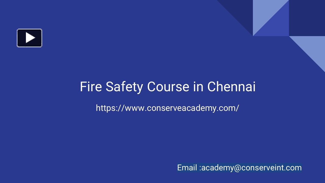 PPT Fire Safety Course Chennai, Fire and Safety Certification