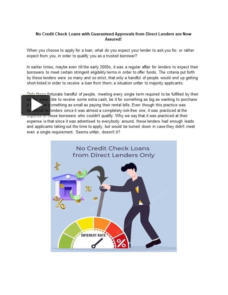 PPT No Credit Check Loans from Direct Lenders Only PowerPoint