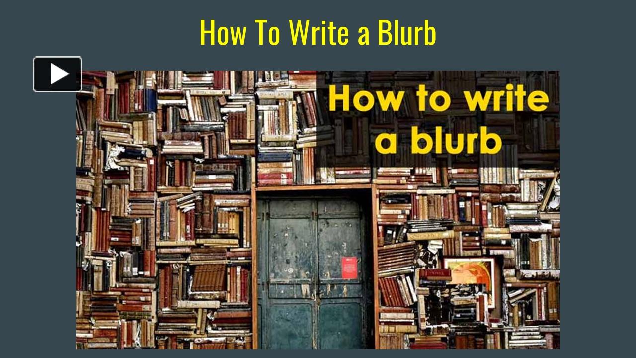 PPT How To Write a Blurb Book Blurb Example PowerPoint presentation