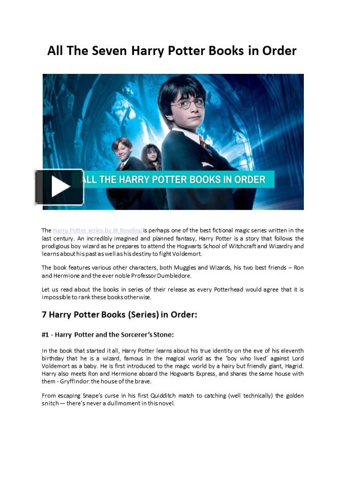 PPT All The Seven Harry Potter Books in Order Bookends PowerPoint
