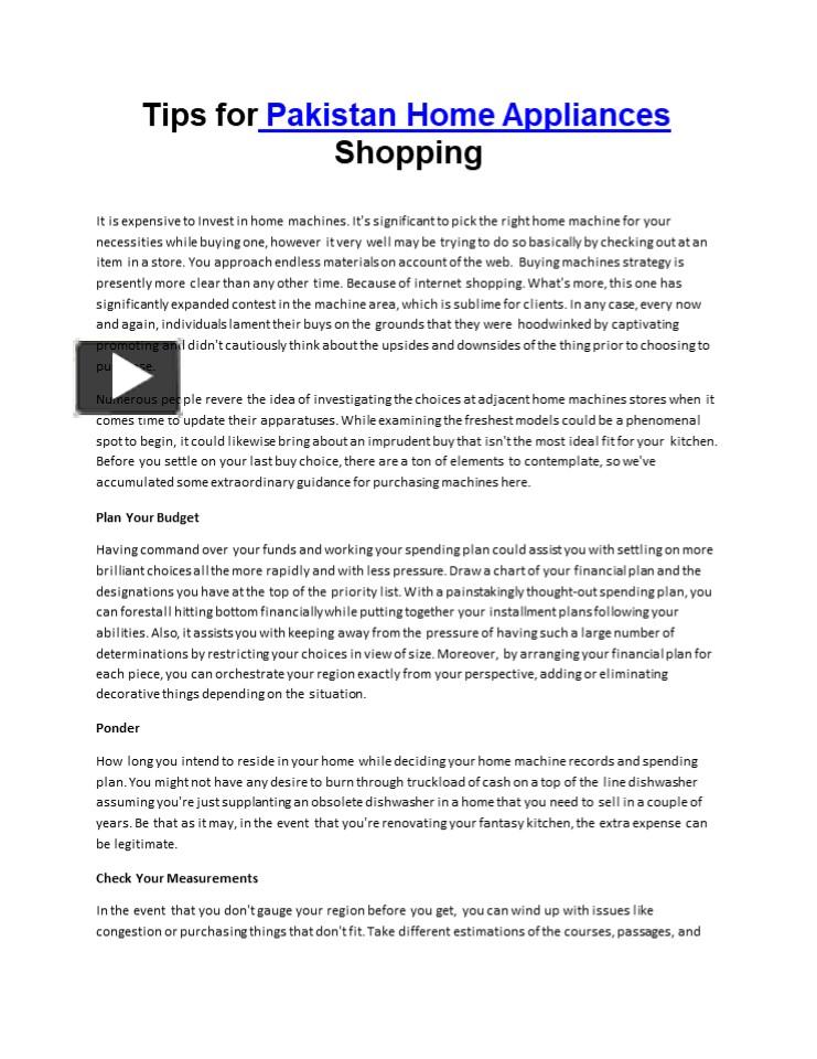 PPT Tips for Pakistan Home Appliances Shopping PowerPoint