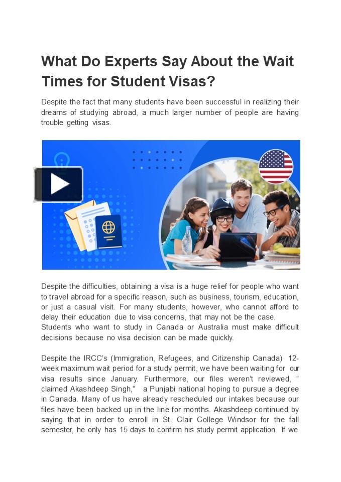 PPT What Do Experts Say About the Wait Times for Student Visas
