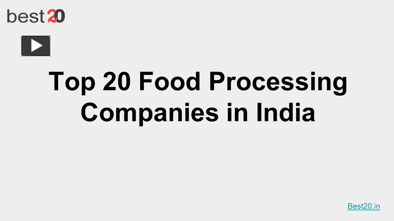 PPT Top 20 Food Processing Companies in India (1) PowerPoint