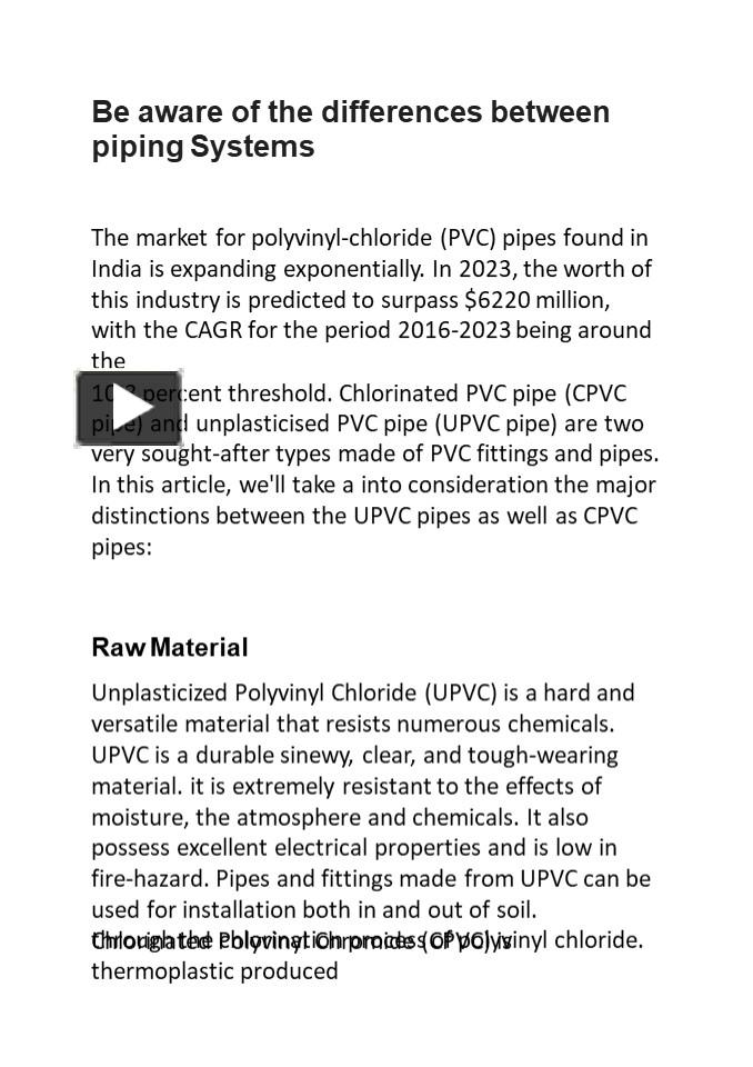 PPT cpvc pipes and fittings Delhi PowerPoint presentation free to