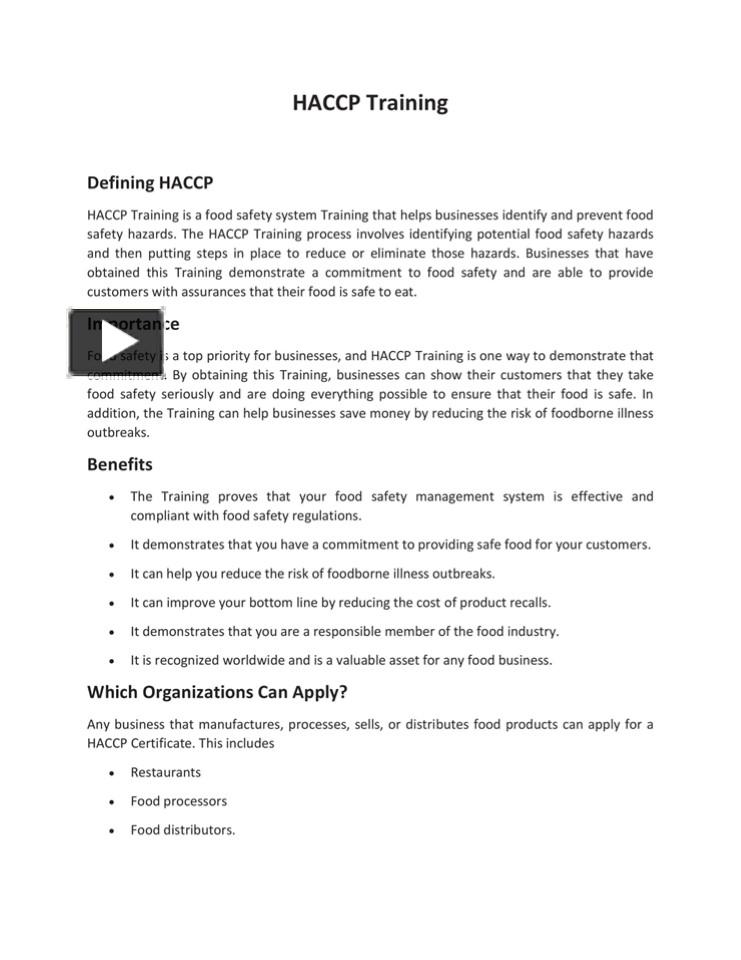 PPT HACCP Training PowerPoint presentation free to download id