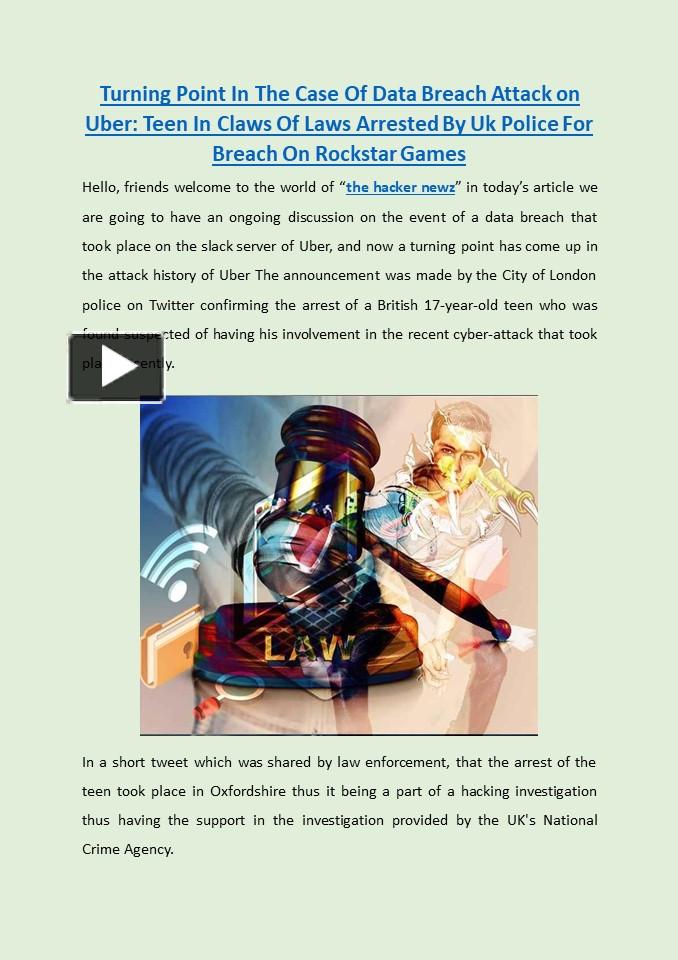 Turning Point In The Case Of Data Breach Attack on Uber Teen In Claws