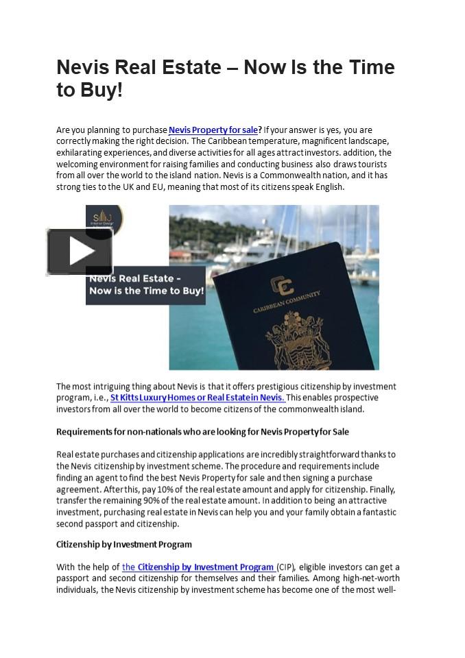 PPT Nevis Real Estate Now Is the Time to Buy! PowerPoint