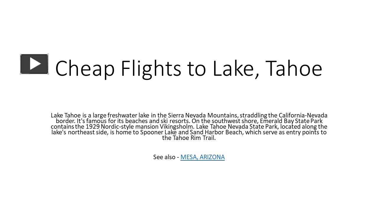 PPT Cheap Flights to Lake, Tahoe PowerPoint presentation free to