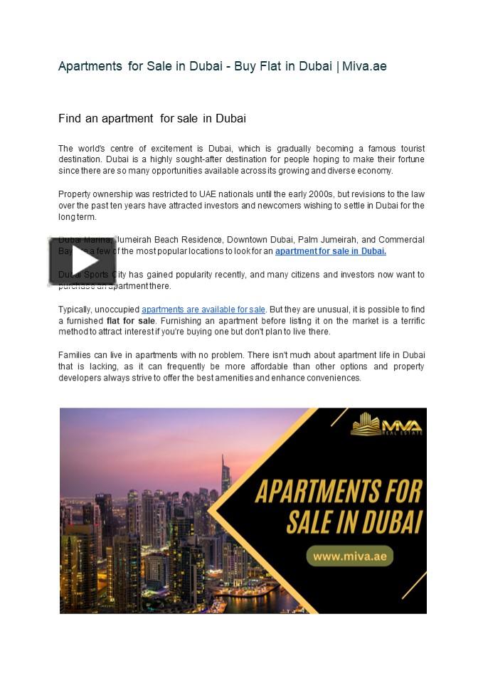 PPT Apartments for Sale in Dubai Buy Flat in Dubai Miva.ae