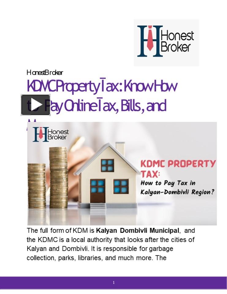 PPT KDMC Property Tax Know How to Pay Online Tax, Bills, and More