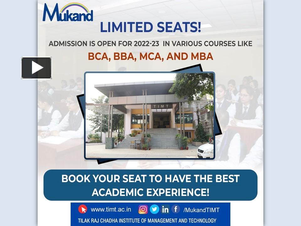 PPT BCA College in Haryana MCA College in Haryana TIMT PowerPoint