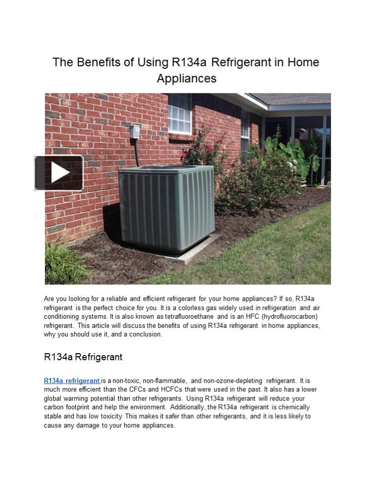 PPT The Benefits of Using R134a Refrigerant in Home Appliances PowerPoint presentation free