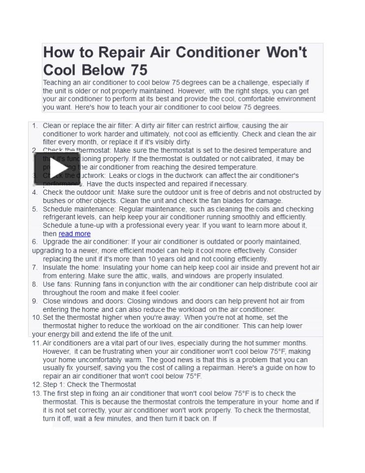 PPT How to Repair Air Conditioner Won't Cool Below 75 PowerPoint