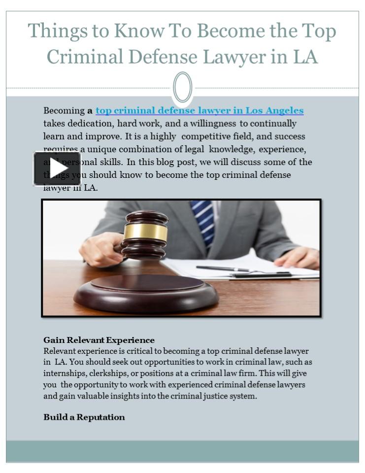 PPT Things To Know To The Top Criminal Defense Lawyer In LA PowerPoint presentation