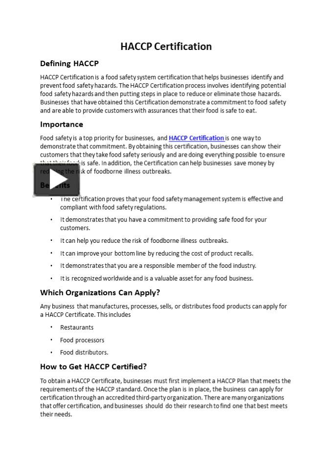 PPT HACCP CERTIFICATION PowerPoint presentation free to download id 966076MDZiZ
