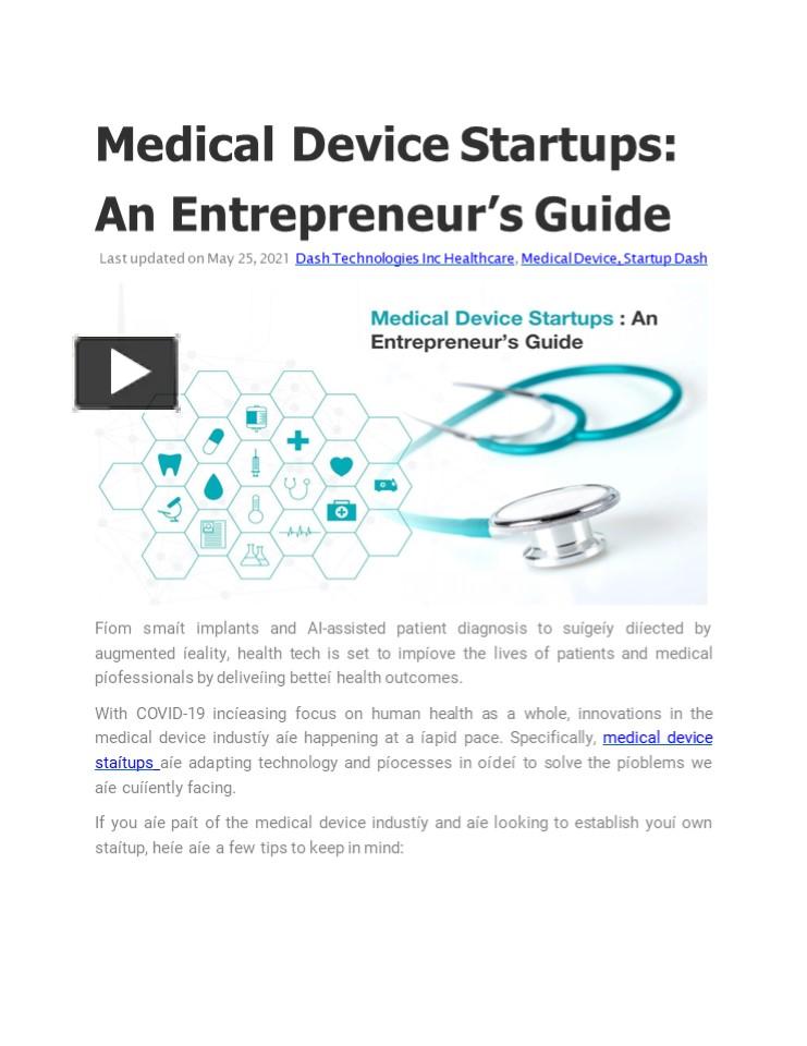 PPT Medical Device Startups An Entrepreneur’s Guide PowerPoint