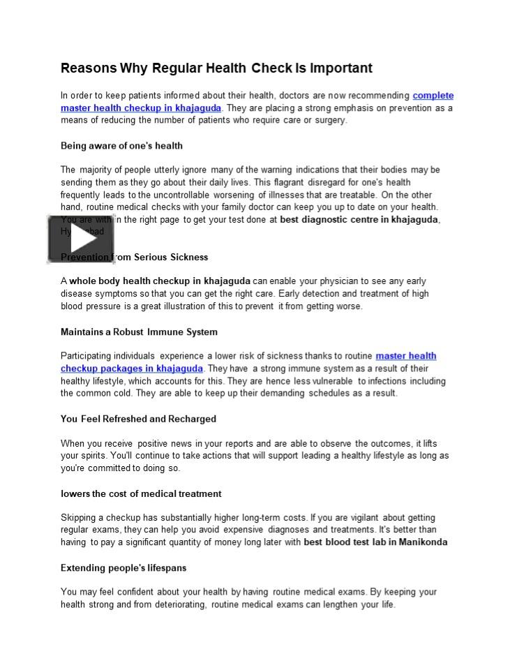 PPT Reasons Why Regular Health Check Is Important PowerPoint