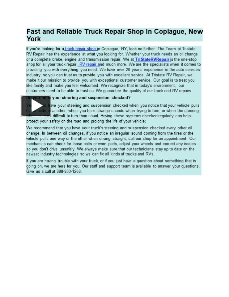 PPT Fast And Reliable Truck Repair Shop in Copiague, New York