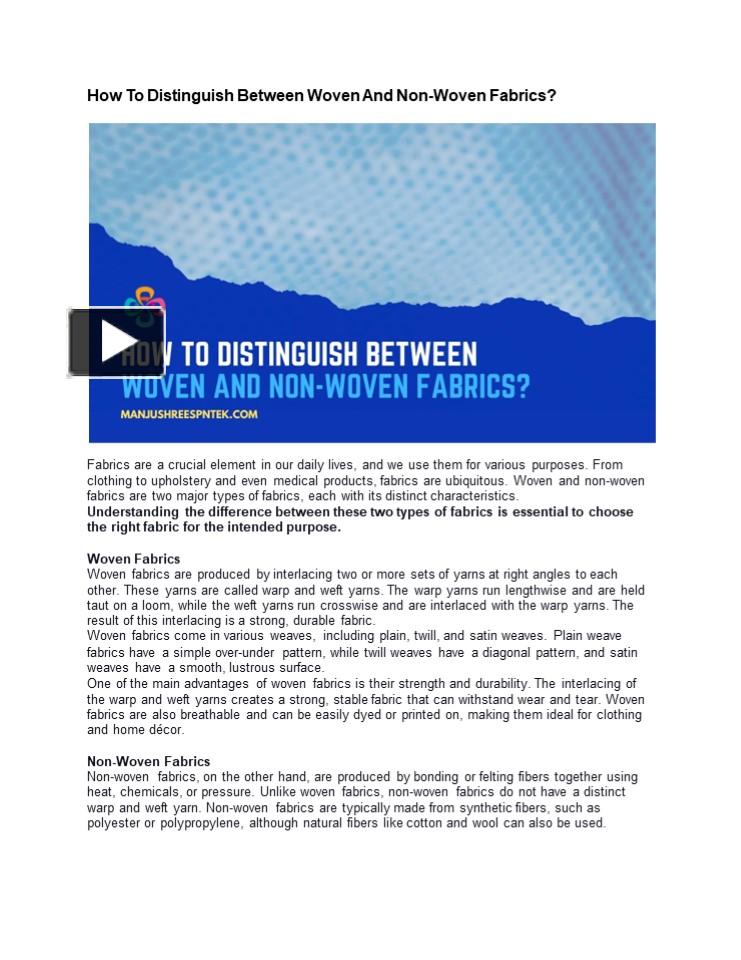 PPT How To Distinguish Between Woven And NonWoven Fabrics