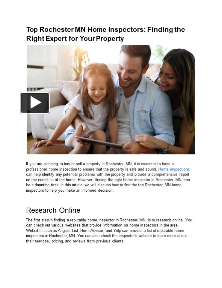 PPT Rochester MN home inspectors PowerPoint presentation free to