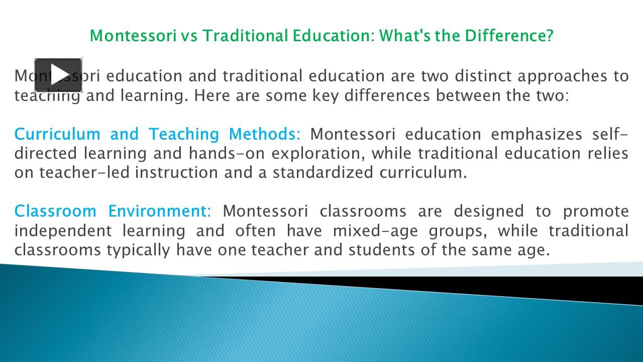 PPT Montessori vs Traditional Education What's the Difference