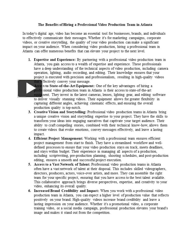 PPT Atlanta Video Production PowerPoint presentation free to