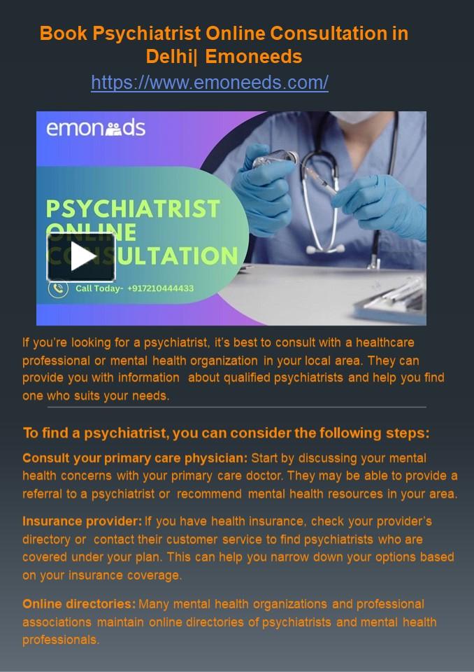 PPT Book Top Psychiatrist Online Consultation in Delhi PowerPoint presentation free to