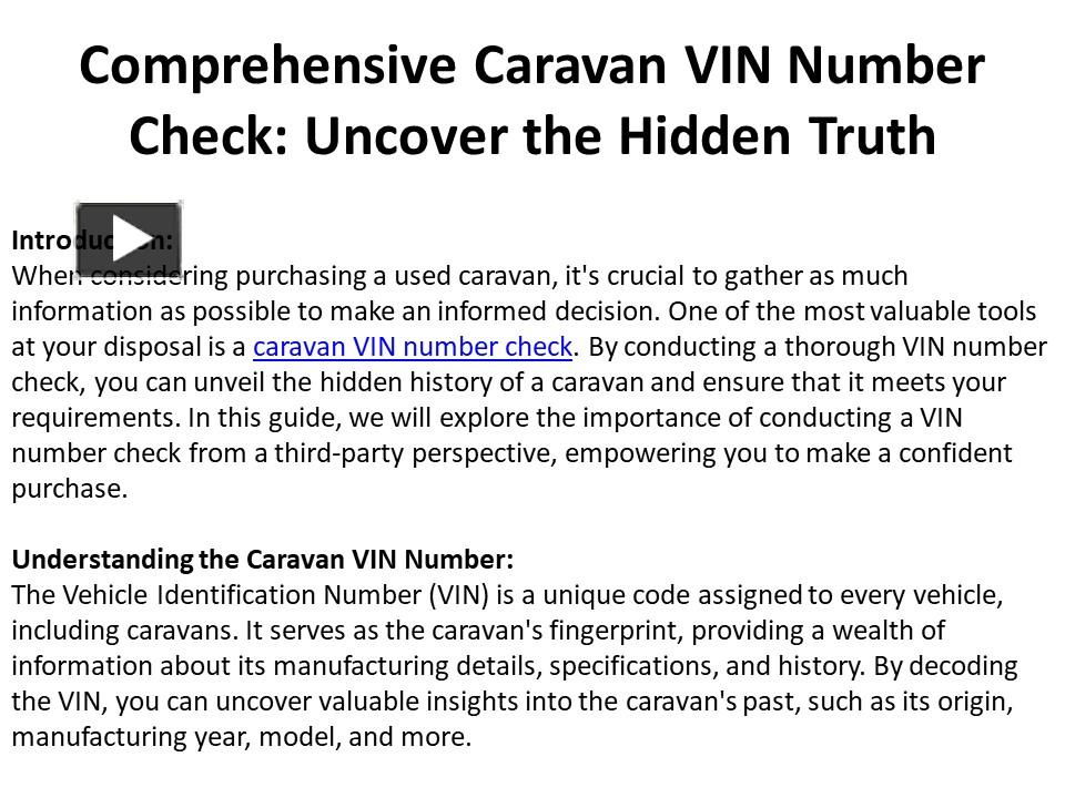 PPT Caravan VIN Number Check (2) PowerPoint presentation free to