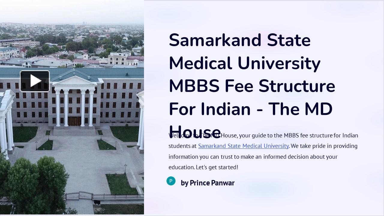 PPT Samarkand State Medical University MBBS Fee Structure For Indian