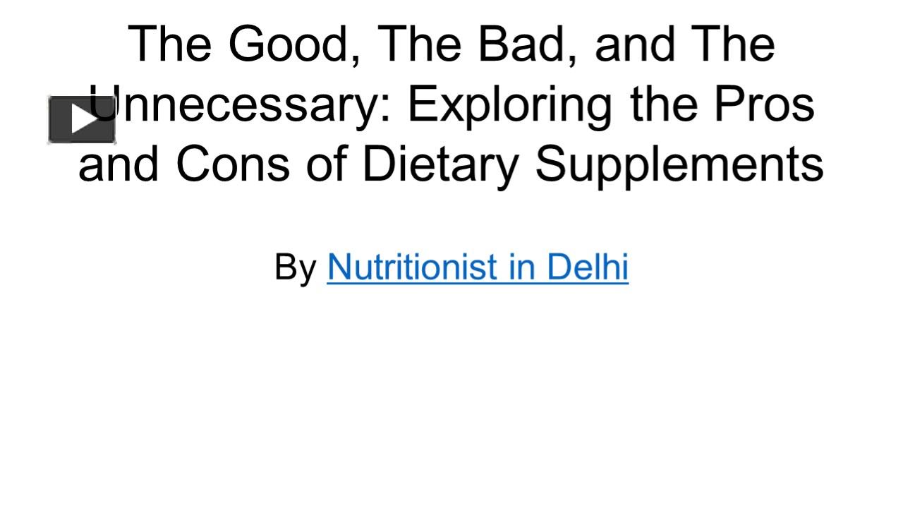 PPT Pros and cons of dietary supplements PowerPoint presentation