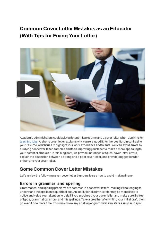 PPT Teaching Jobs Common Cover Letter Mistakes While Applying For